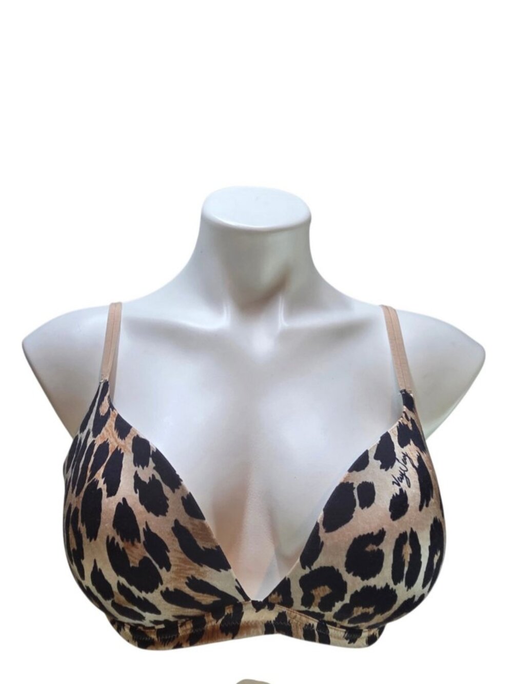 Vintage Victorias Secret Push-Up Plunge Bra 36C Leopard Cheetah Animal Print Y2K